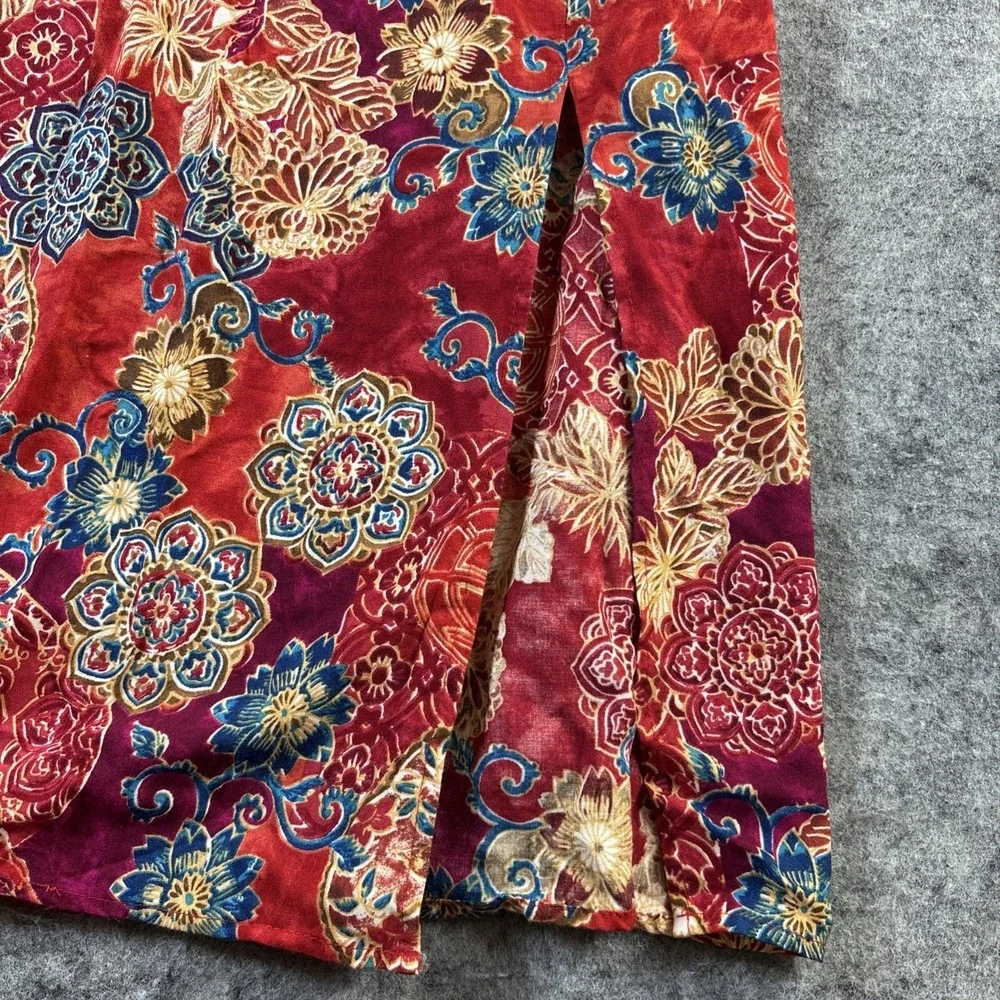 Vintage Metroline Skirt Women's Large Red Multi Paisley Floral Cottagecore Boho